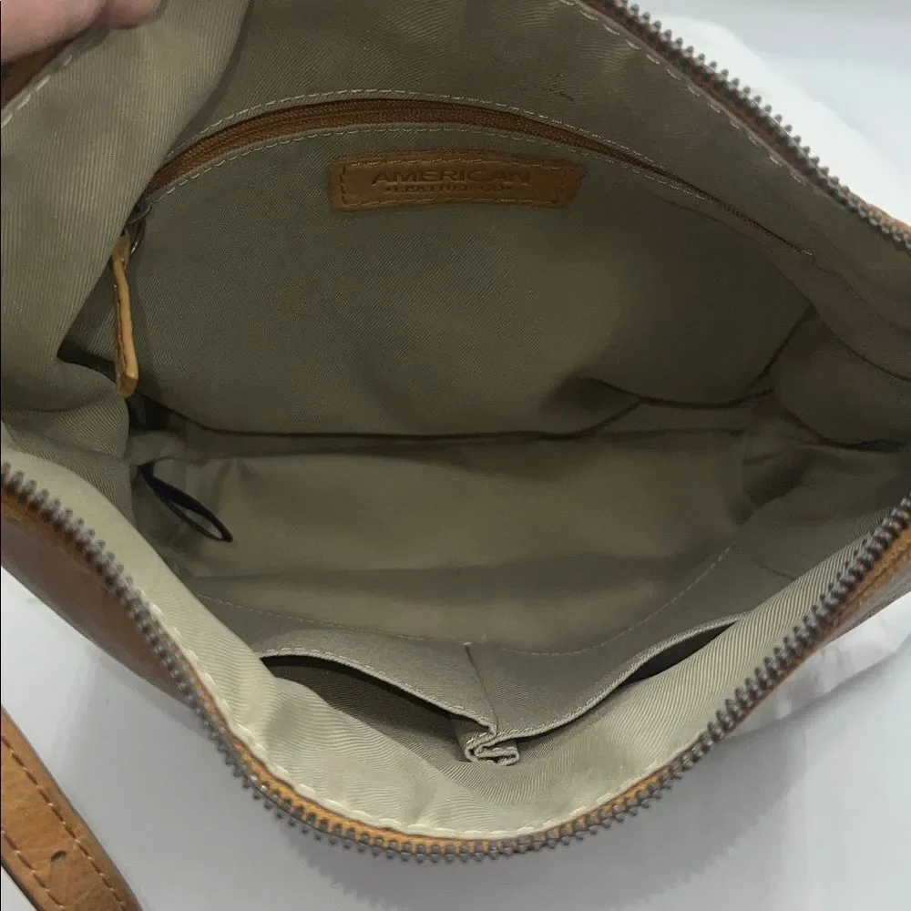 AMERICAN LEATHER CO Nutmeg Tan Leather Satchel Crossbody Bag